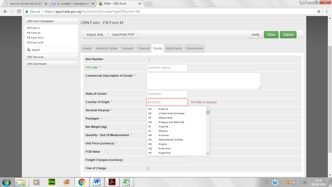 FORM M REGISTRATION