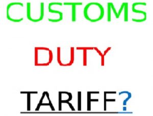 CUSTOMS DUTY TARIFF